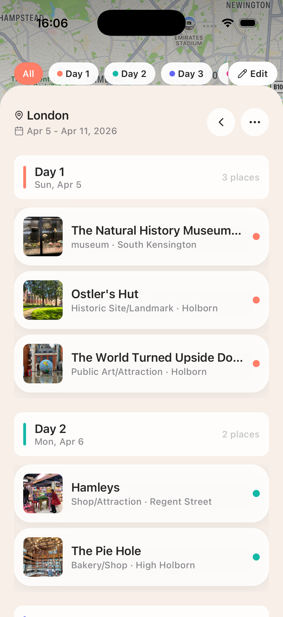 Full itinerary view